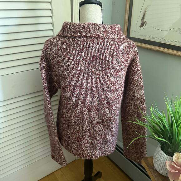 EXPRESS Sweater Womens Medium Red Metallic Marled Cardigan Chunky Wool Blend - Picture 5 of 11